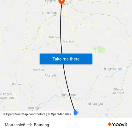 Mottschieß to Botnang map