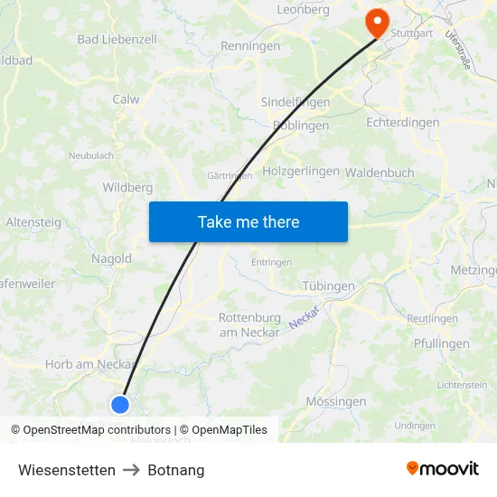 Wiesenstetten to Botnang map