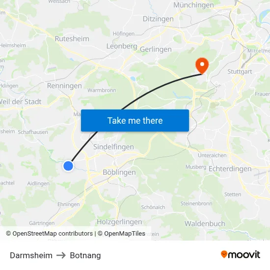 Darmsheim to Botnang map