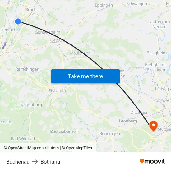 Büchenau to Botnang map