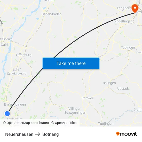 Neuershausen to Botnang map