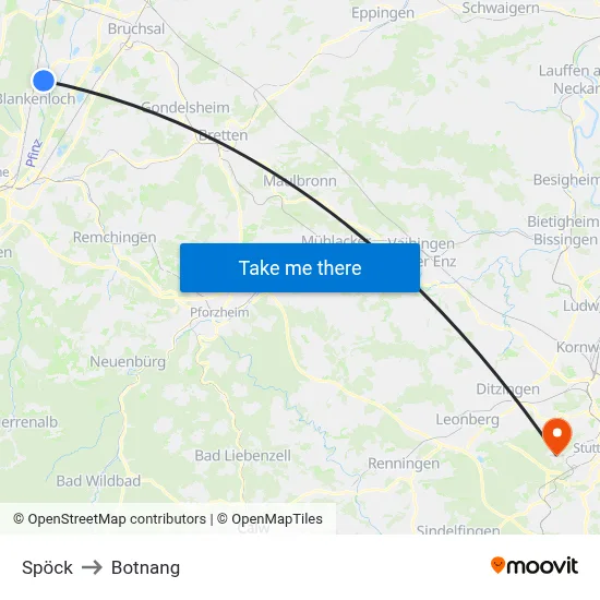 Spöck to Botnang map