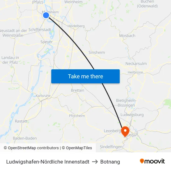 Ludwigshafen-Nördliche Innenstadt to Botnang map