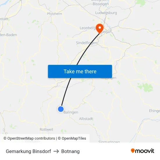 Gemarkung Binsdorf to Botnang map