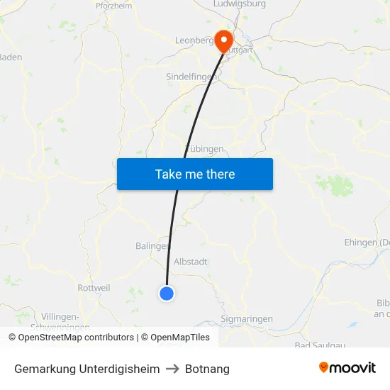 Gemarkung Unterdigisheim to Botnang map