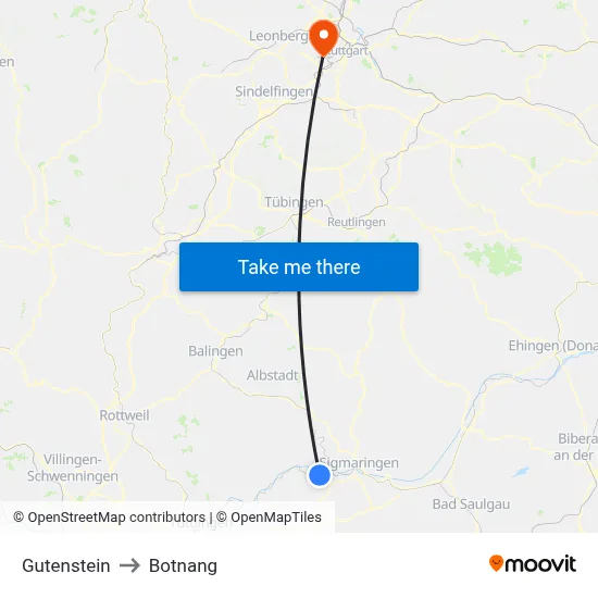 Gutenstein to Botnang map