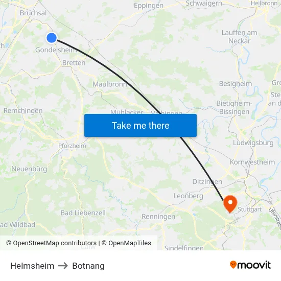 Helmsheim to Botnang map