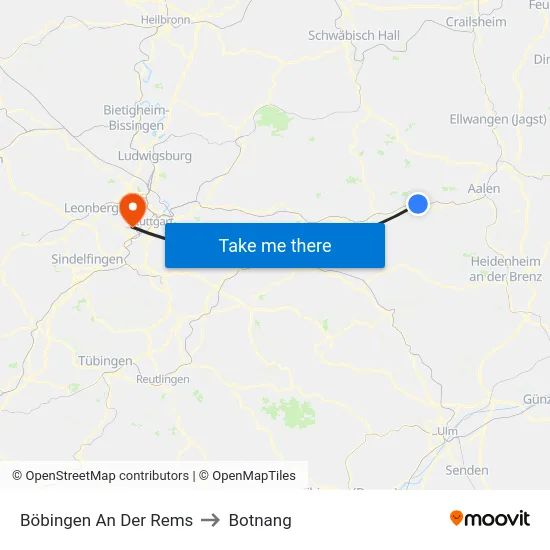 Böbingen An Der Rems to Botnang map