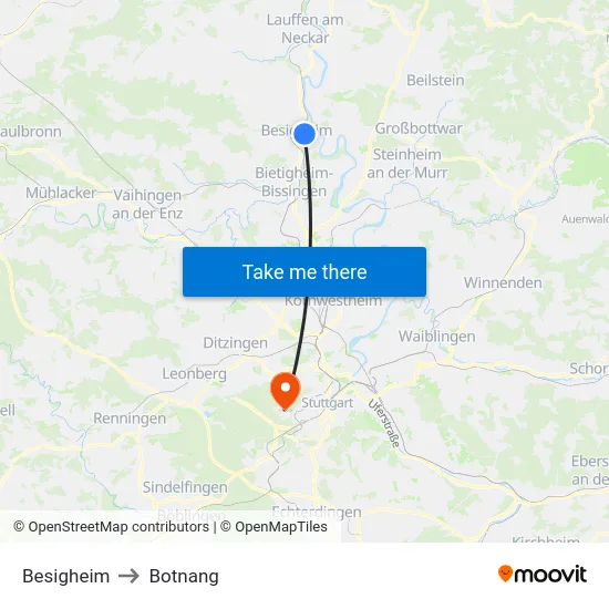 Besigheim to Botnang map