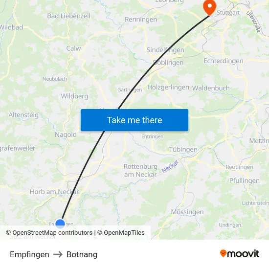 Empfingen to Botnang map