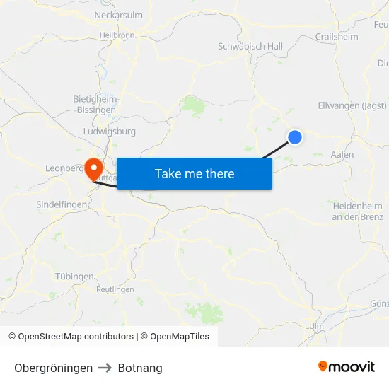 Obergröningen to Botnang map