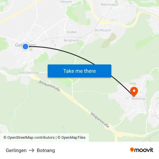 Gerlingen to Botnang map