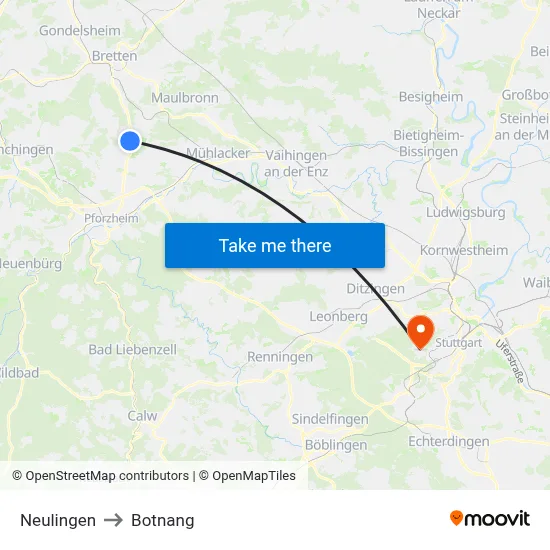 Neulingen to Botnang map