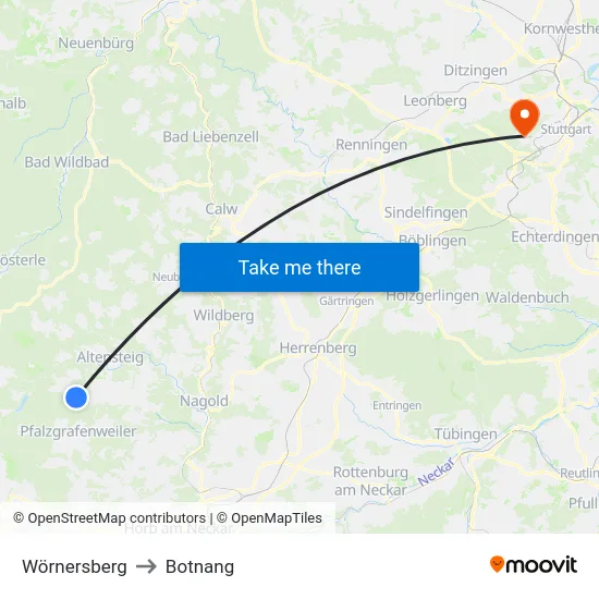 Wörnersberg to Botnang map
