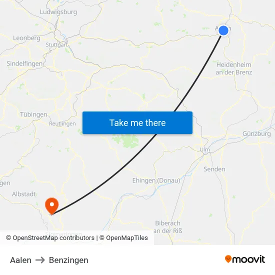Aalen to Benzingen map