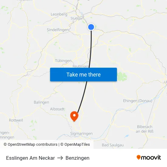 Esslingen Am Neckar to Benzingen map