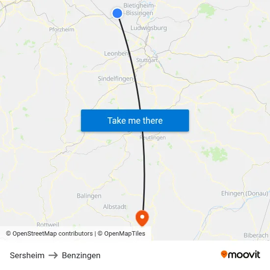Sersheim to Benzingen map