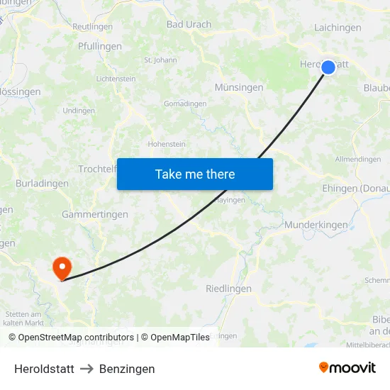 Heroldstatt to Benzingen map