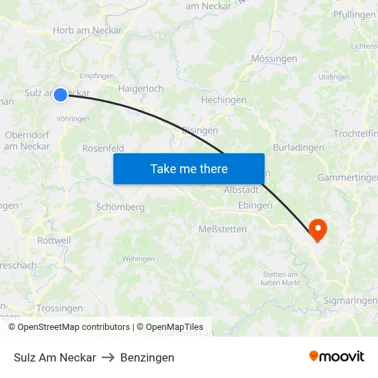 Sulz Am Neckar to Benzingen map