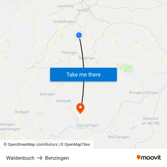 Waldenbuch to Benzingen map