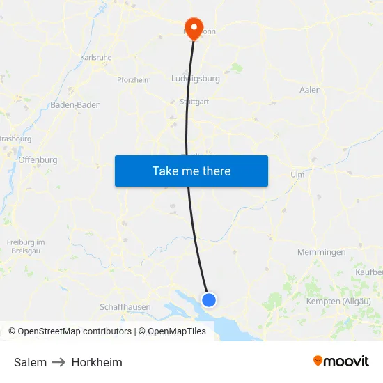 Salem to Horkheim map
