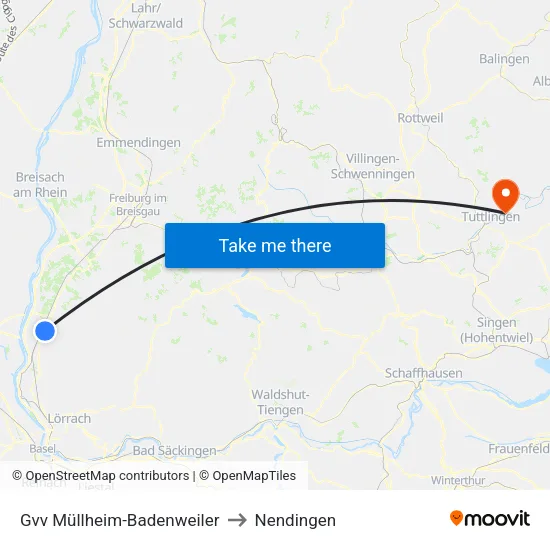 Gvv Müllheim-Badenweiler to Nendingen map