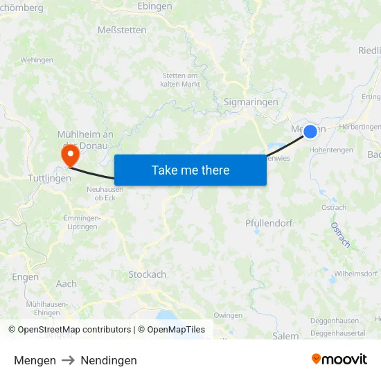 Mengen to Nendingen map