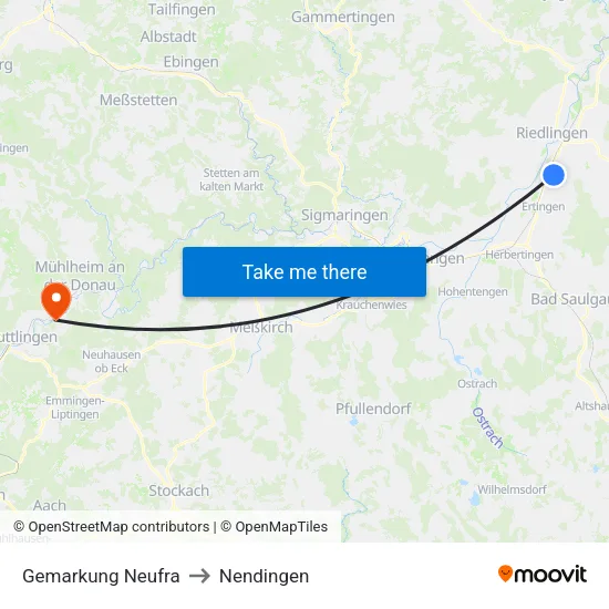 Gemarkung Neufra to Nendingen map