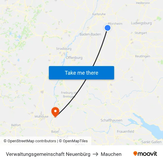 Verwaltungsgemeinschaft Neuenbürg to Mauchen map
