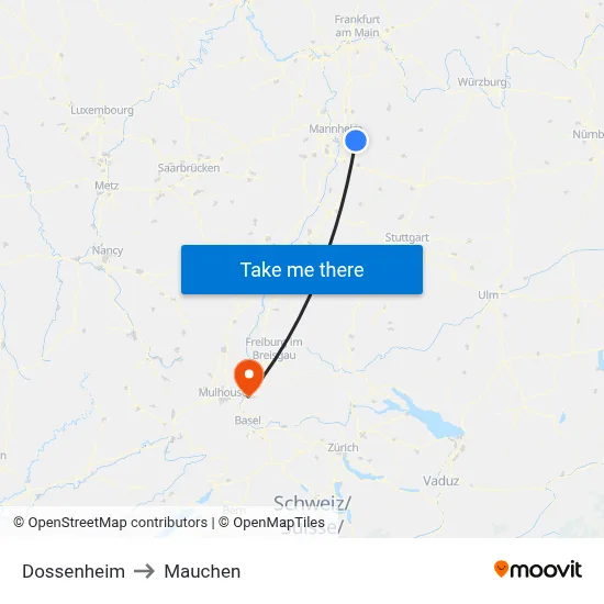 Dossenheim to Mauchen map