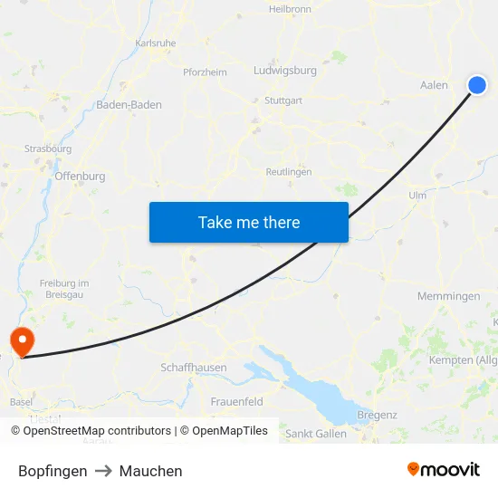 Bopfingen to Mauchen map