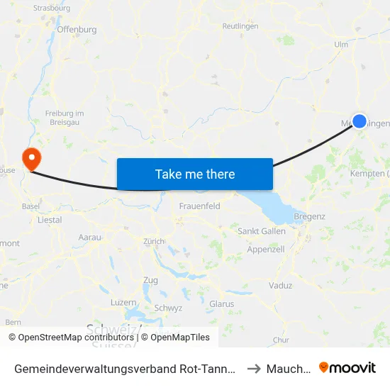 Gemeindeverwaltungsverband Rot-Tannheim to Mauchen map