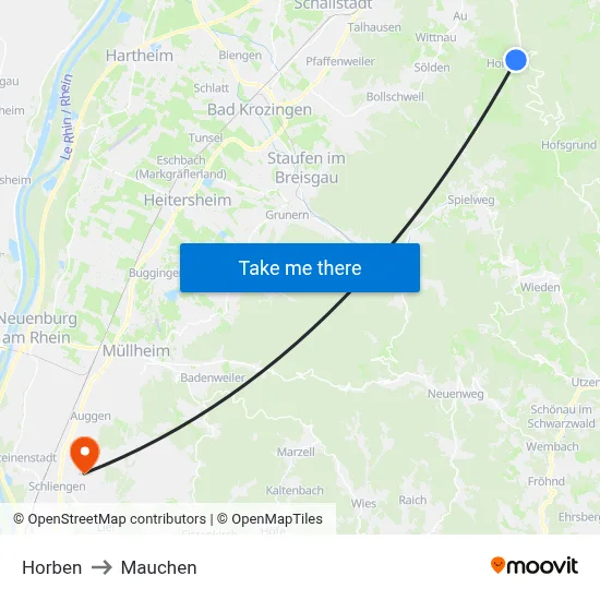 Horben to Mauchen map