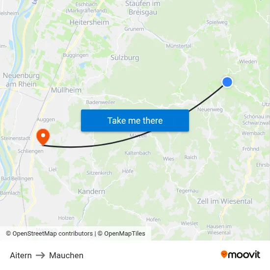 Aitern to Mauchen map