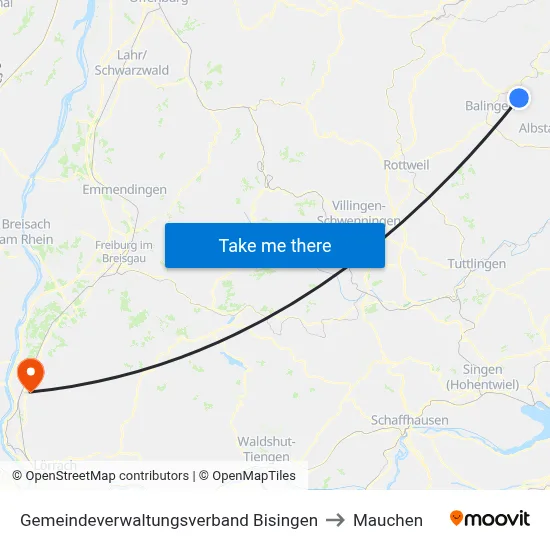 Gemeindeverwaltungsverband Bisingen to Mauchen map