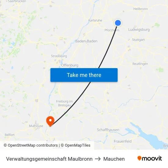 Verwaltungsgemeinschaft Maulbronn to Mauchen map