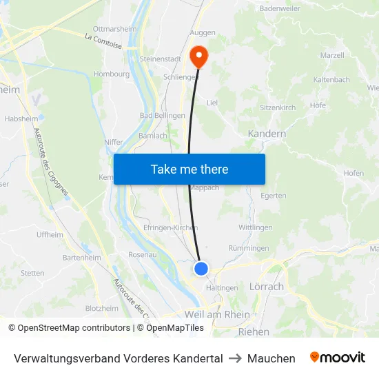 Verwaltungsverband Vorderes Kandertal to Mauchen map