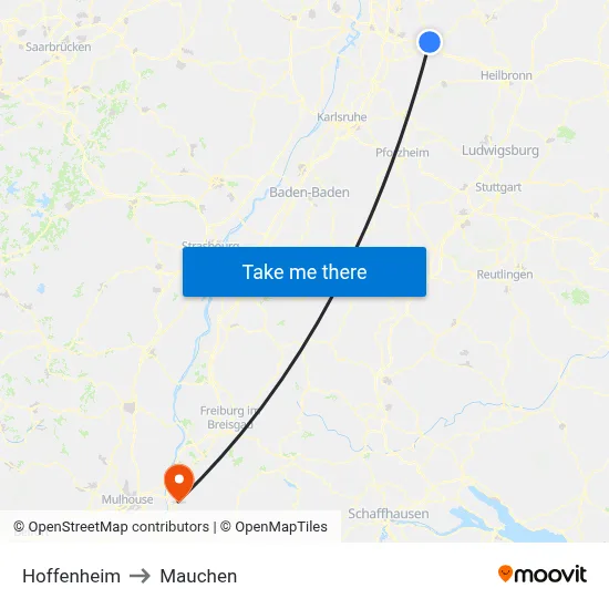 Hoffenheim to Mauchen map