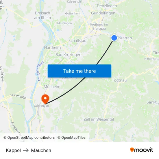 Kappel to Mauchen map