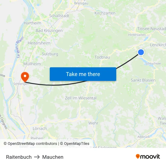 Raitenbuch to Mauchen map