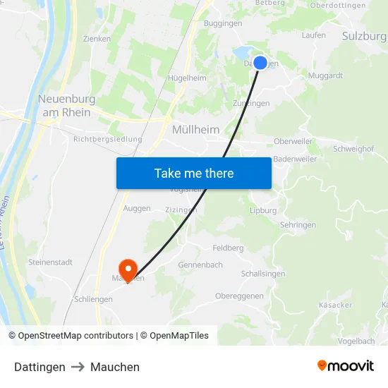 Dattingen to Mauchen map