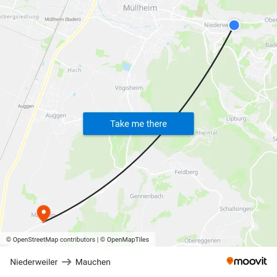 Niederweiler to Mauchen map