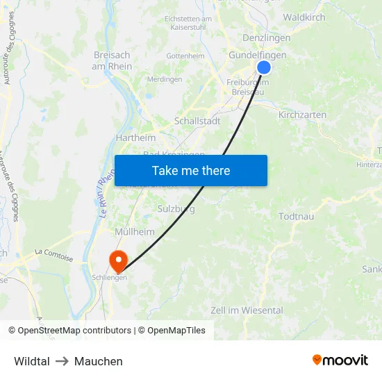 Wildtal to Mauchen map