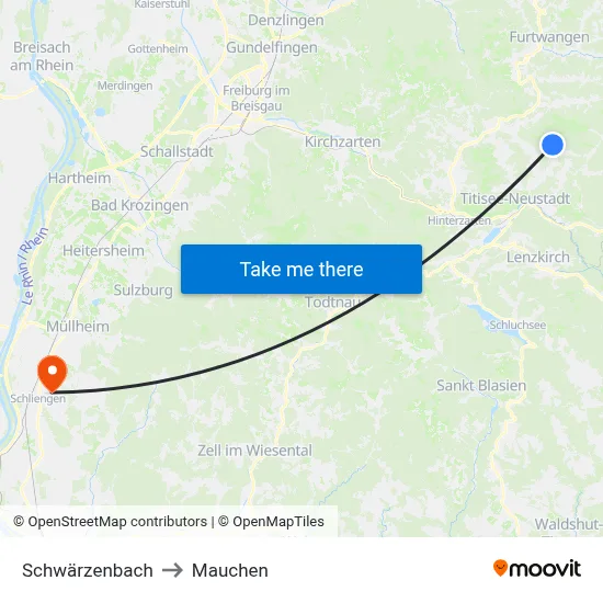 Schwärzenbach to Mauchen map