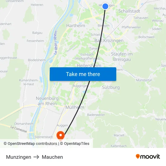 Munzingen to Mauchen map