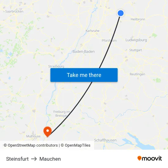 Steinsfurt to Mauchen map
