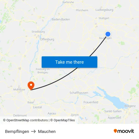 Bempflingen to Mauchen map