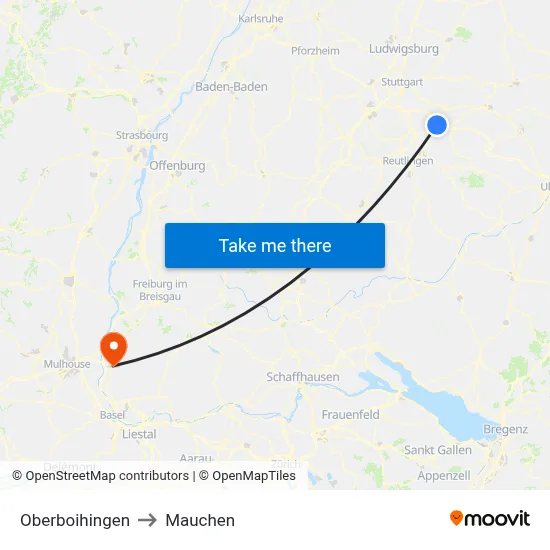 Oberboihingen to Mauchen map