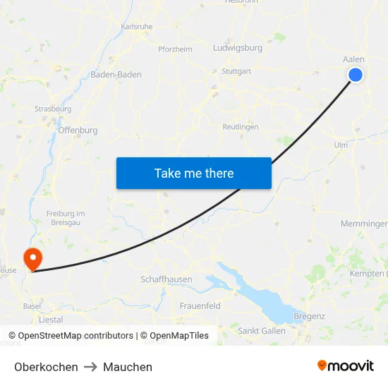 Oberkochen to Mauchen map