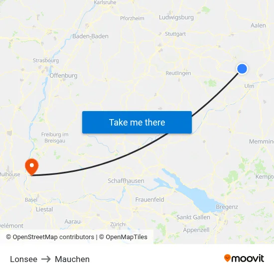 Lonsee to Mauchen map